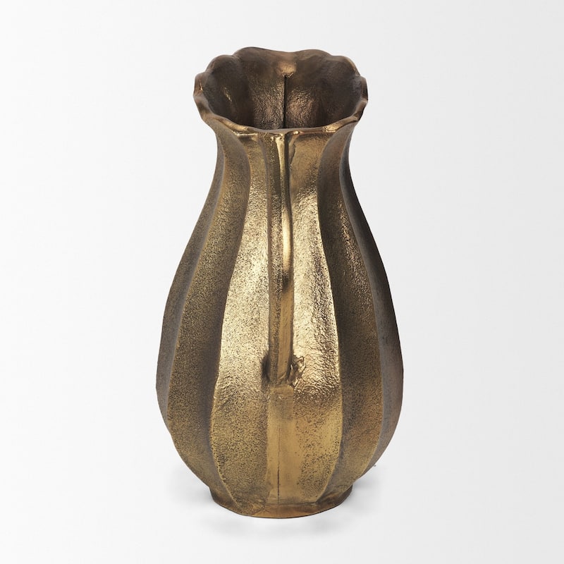 Anya Antiqued Brass Scalloped Petal Cast Metal Jug