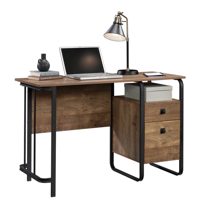 Wood Desk with Organized Storage, Oak