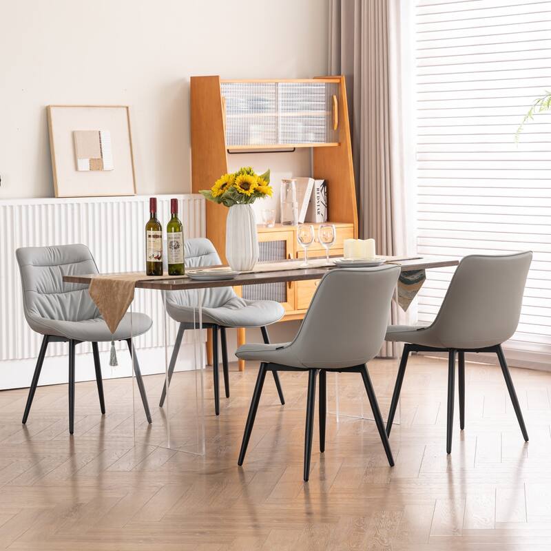 Faux Leather Dining Chairs Set of 2, Modern Upholstered Seat