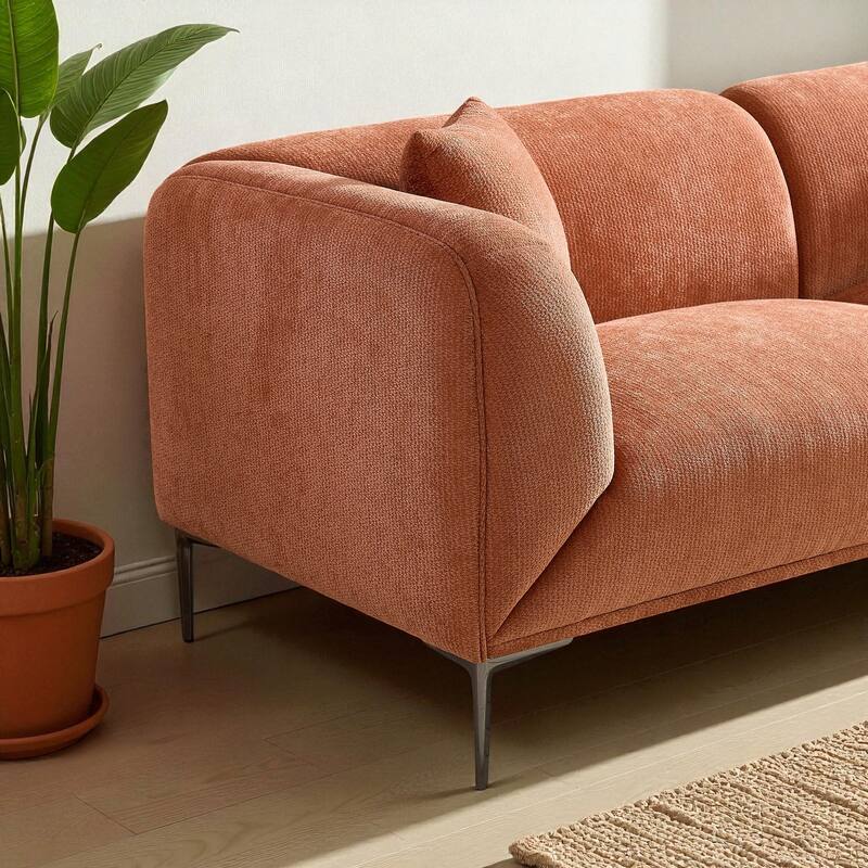 82.6" Modern Curved Boucle Sofa, Thick Cushions & Solid Wood Frame, Cozy Living Room Couch for Reading & Movie Nights