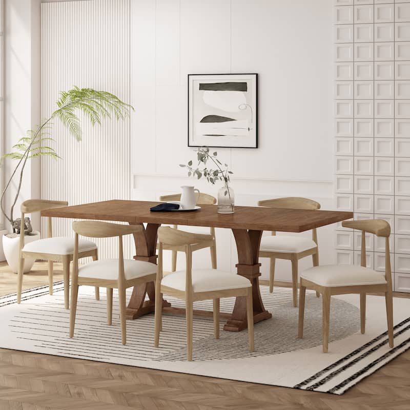 Covey 7 Piece Dining Set by Christopher Knight Home - Ivory/Light Ash/Natural