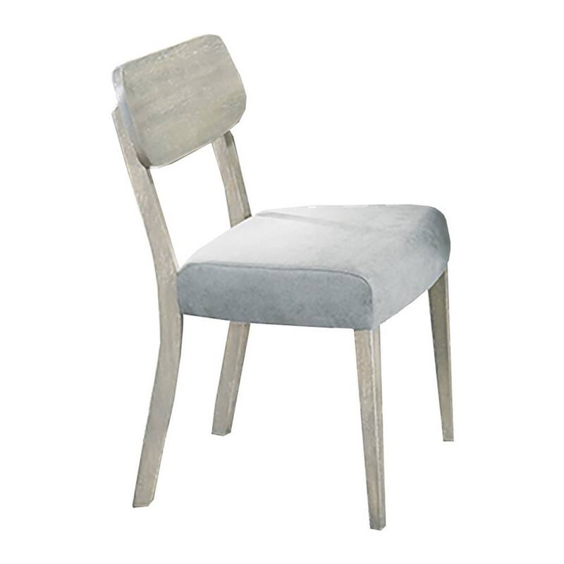 Romy Dining Chair with Open Back, Natural Wood Grain, Gray Fabric
