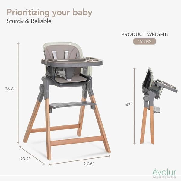 dimension image slide 2 of 3, Evolur Tiny Throne 2 in 1 Highchair