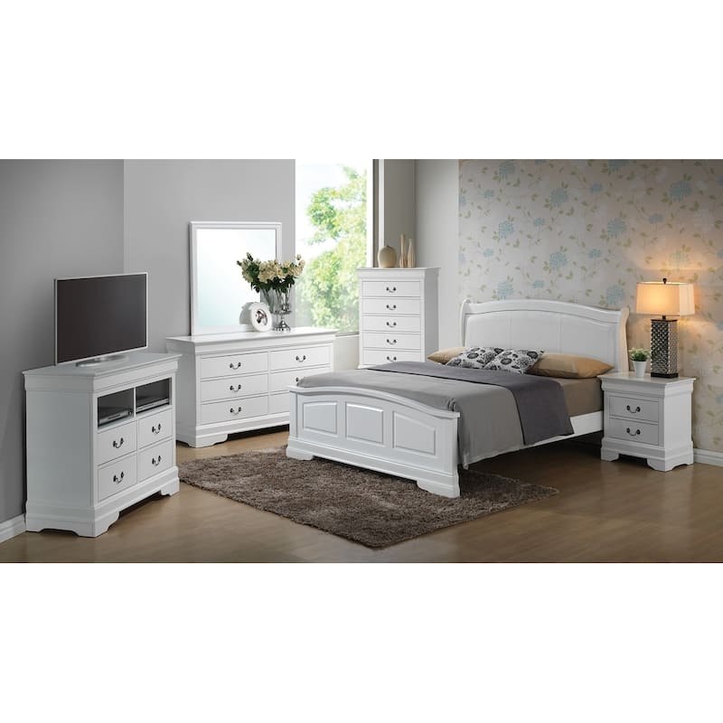 Upholstered Faux Leather King Panel Bed - 89" - White