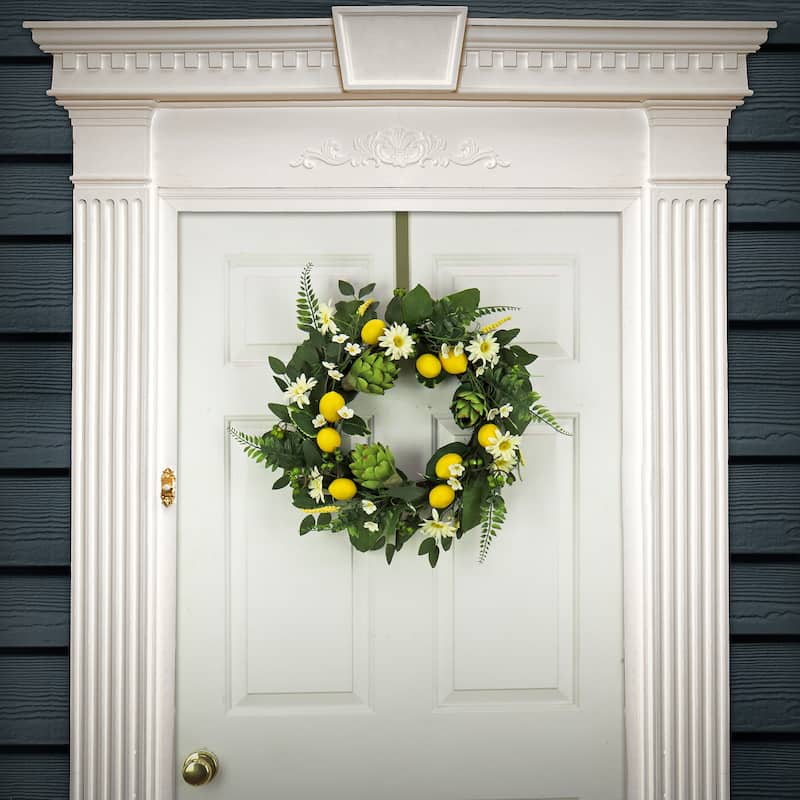 National Tree Company 22 in. Daisy, Artichoke and Lemon Wreath