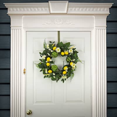 National Tree Company 22 in. Daisy, Artichoke and Lemon Wreath