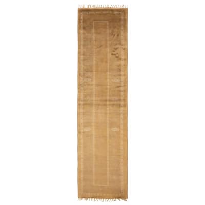 ECARPETGALLERY Hand-knotted Color Transition Olive Wool Rug - 2'7 x 9'5
