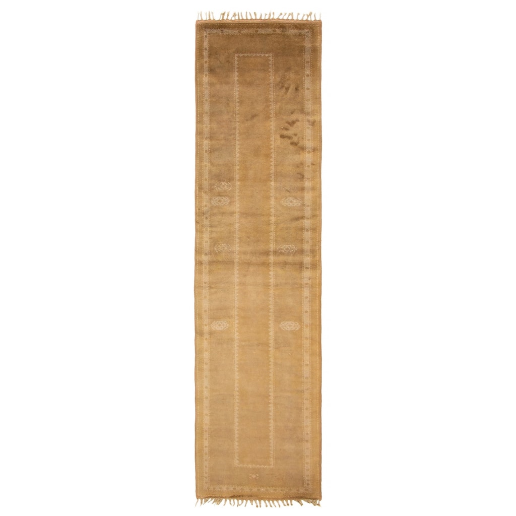 ECARPETGALLERY Hand-knotted Color Transition Olive Wool Rug - 2'7 x 9'5