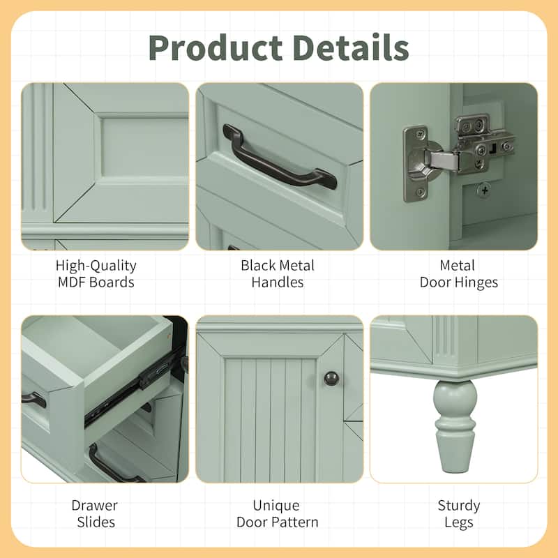 GDF Studio - Sunny Modern Solid Wood + MDF 36-Inch Bathroom Vanity with Ceramic Sink and Flip-Out Drawer