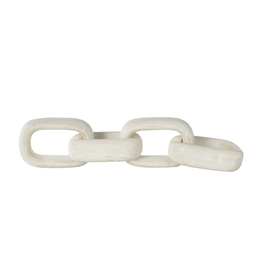Wood Chain 4 Link Decorative Sculpture with Natural Wood Grains - Cream - Roche River Decor