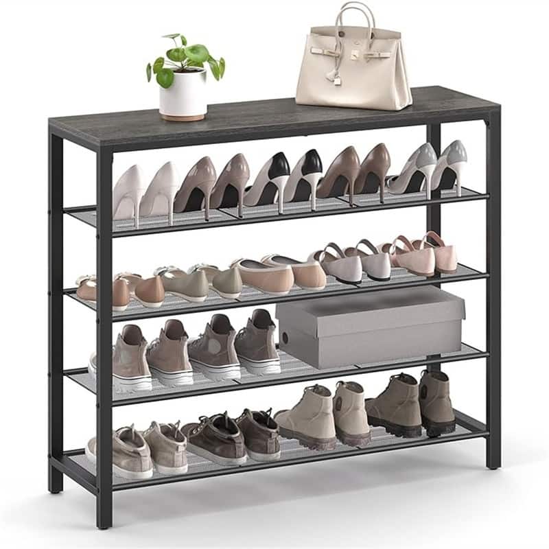 INDESTIC Shoe Rack - 36.4"D x 11.8"W x 39.4"H - Charcoal Gray