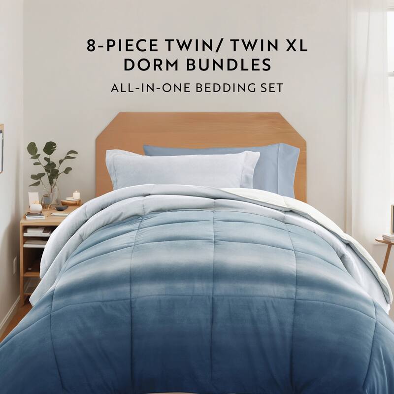 8pc Twin XL Pattern Dorm Bedding Bundle