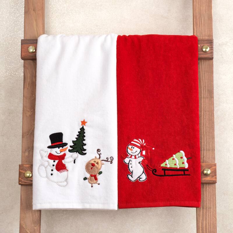 American Soft Linen Christmas Towel Set 100% Turkish Cotton 16x28 inches Christmas Hand Towels XMAS Gift