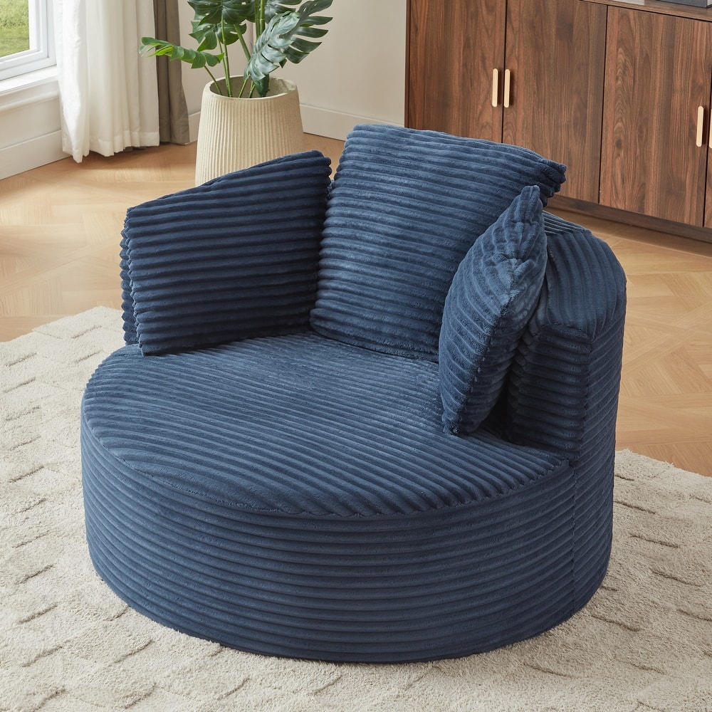 Modern Accent Chair with Plush Sponge & Pocket Spring Support, Round Chair Lounge Chair with Cushioned Backrest