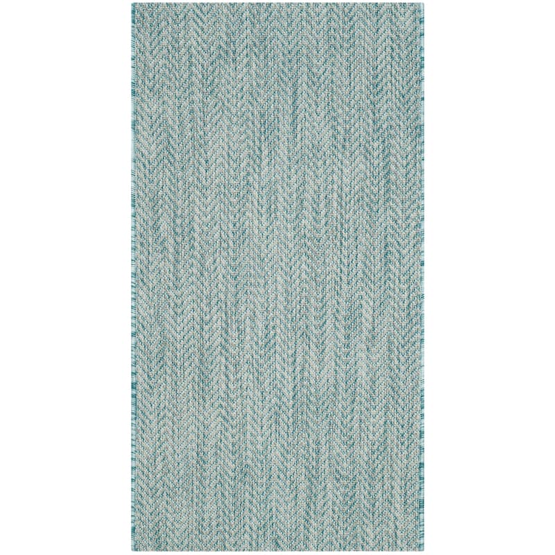 SAFAVIEH Courtyard Carolann Indoor/ Outdoor Waterproof Patio Backyard Rug - 2'3"x5'Runner - Aqua/Grey
