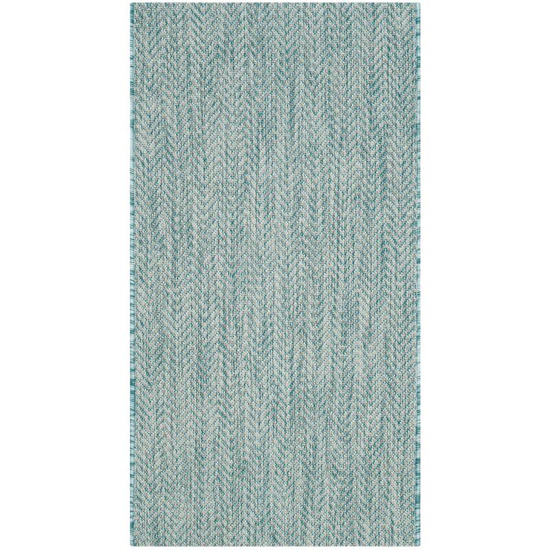 SAFAVIEH Courtyard Ilmur Indoor/ Outdoor Waterproof Patio Backyard Rug - 2' x 3'7" - Aqua/Grey