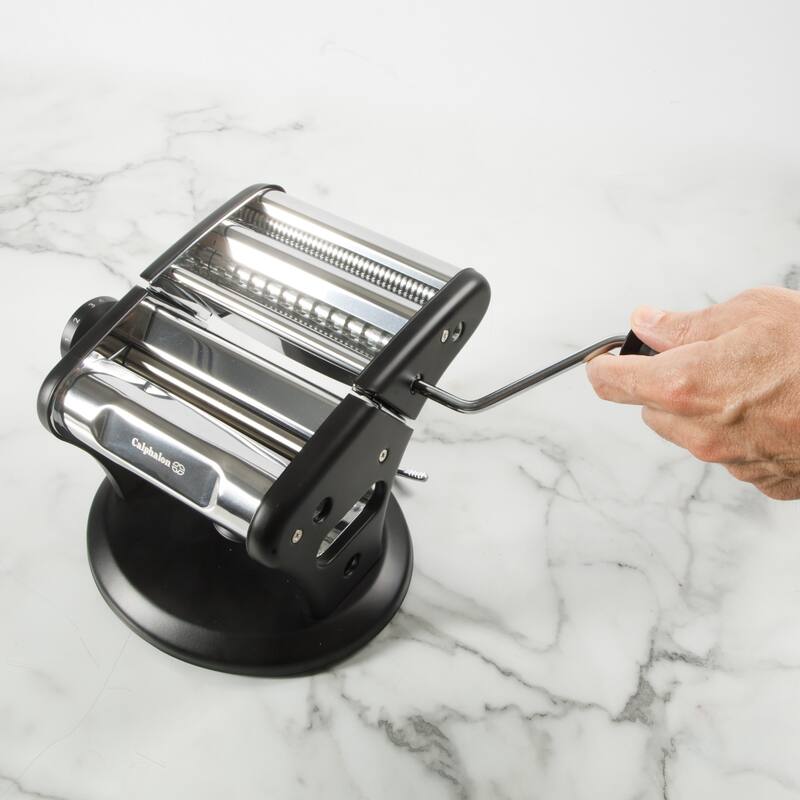 Calphalon Aero Heavy Duty Manual Pasta Maker Machine Noodle Maker w/Rollers & Cutters - Spaghetti, Fettuccini, Lasagna - Black