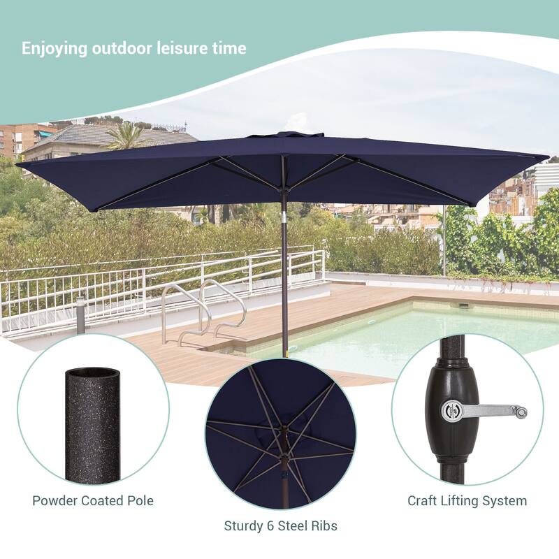 AOOLIMICS 10×6.5FT Rectangular Patio Umbrella with UV Protection, Easy Tilt, and Wind-Resistant Features