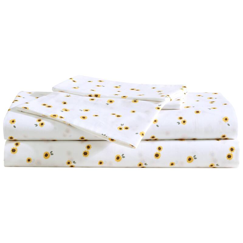 Eddie Bauer Printed Cotton Percale Deep Pocket Sheet Set - Twin - Eddie Sunflower Yellow