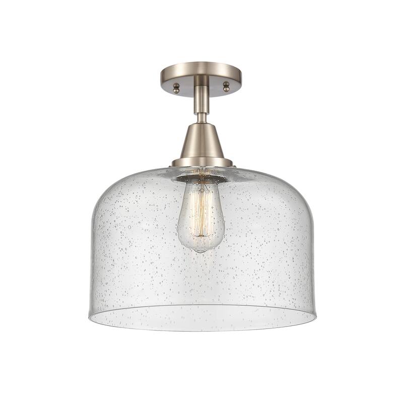 Innovations Lighting Caden Bell - 1 Light 12" Flush Mount - Seedy/Brushed Satin Nickel