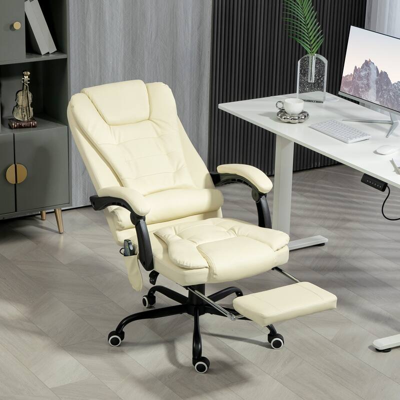 7-Point Vibrating Massage Office Chair with Lumbar Support, Footrest, Reclining Back, Adjustable Height