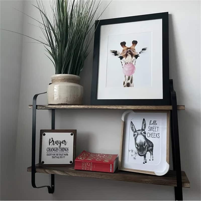 Large Rustic Industrial Pipe Wall Floating Shelf Wooden Storage Shelving Unit US - 2-Tier