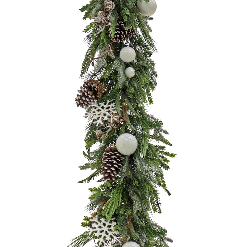National Tree Company 9 ft. Feel Real Pre-Lit Alpine Collection Decorated Garland - 9 ft