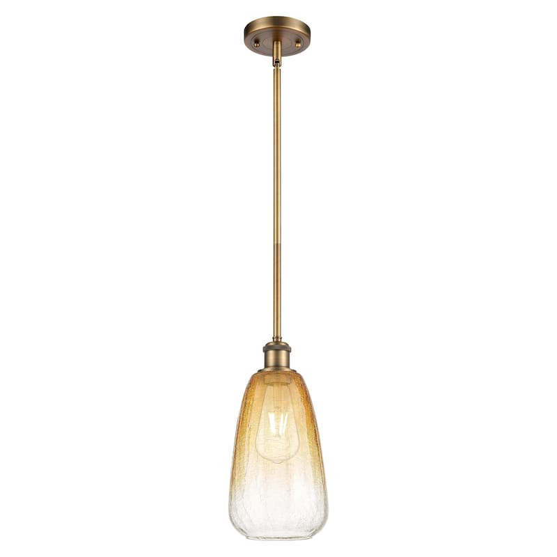 Innovations Lighting Endless Possibilities Ballston - Brookhaven Almond - 1 Light 6" Stem Hung Mini Pendant - Brushed Brass/Amber