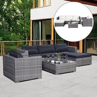 Costway 6PC Grey Rattan Patio Set
