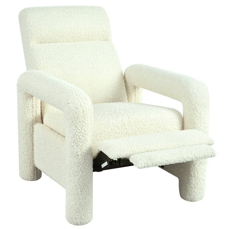 Push Back Recliner Armchair, 31.25" Teddy Upholstered Single Sofa Chair with 3-Position Adjustable Backrest for Living Room