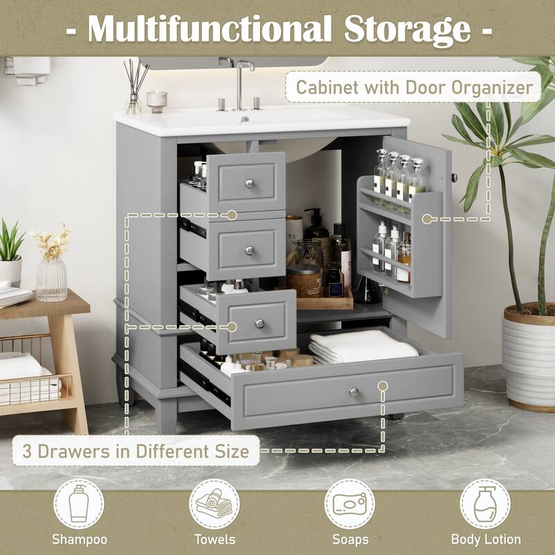 Christopher Knight Home 30" Stylish and Functional Bathroom Vanity with Sink