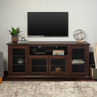 70" Espresso Wood Highboy Style TV Stand