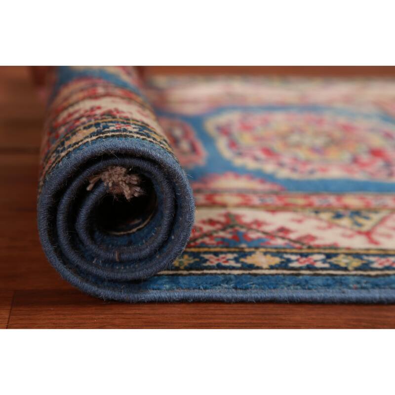 Blue Kazak Oriental Accent Foyer Rug Handmade Traditional Wool Carpet - 2'0"x 3'0" - 2'0"x 3'0" - Blue