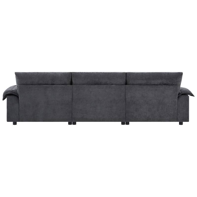 104*60" Sectional Sofa, L-Shape with Multifunctional Armrest, Dual-Port Charging, Cup Holder