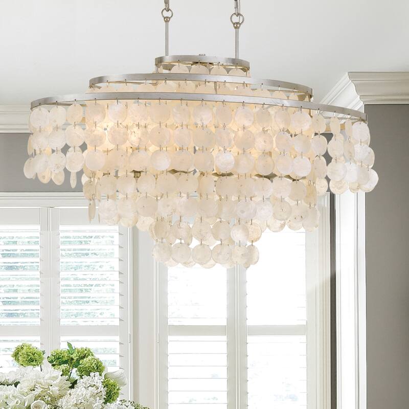 Brielle 6 Light Antique Silver Linear Chandelier - 30'' W x 22.5'' H x 14'' D
