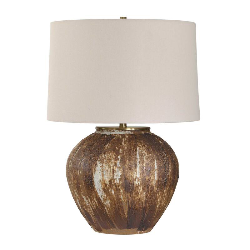 Uttermost McKinley Textured Brown Table Lamp - 16.00" W x 22.50" H x 16.00" D