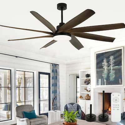Cusp Barn 72 Inch Large Modern Ceiling Fans with Lights and Remote, Farmhouse 6 Speeds Quiet DC Motor Black Ceiling Fan