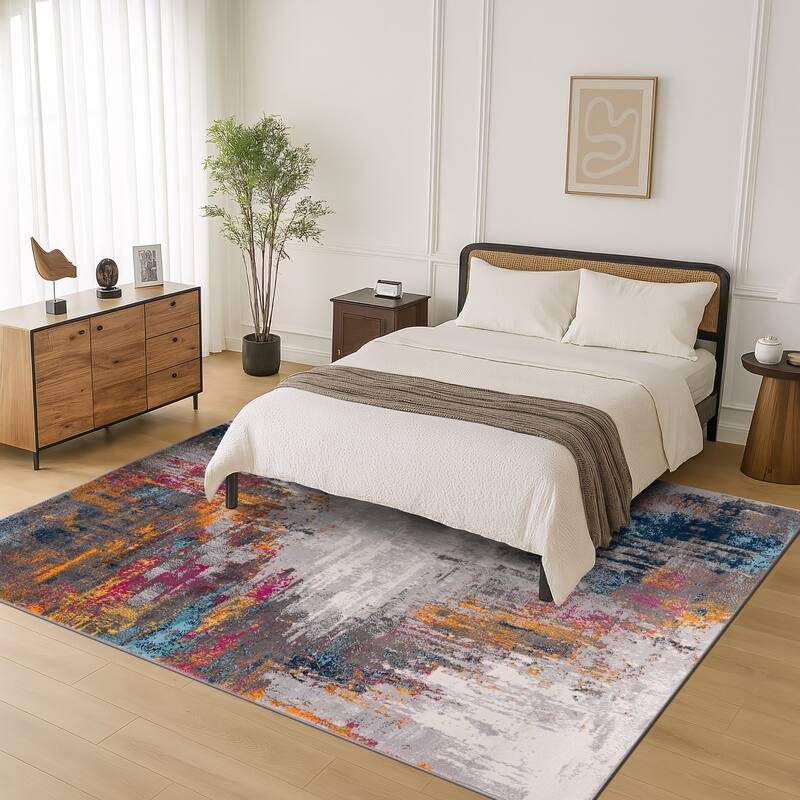 World Rug Gallery Bari Contemporary Abstract Art Area Rug