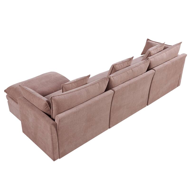 108.66"Chenille L-shaped Sectional Sofa with Convertible Chaise,Comfy Cloud Couch Deep Sectional Sofa with Ottomans
