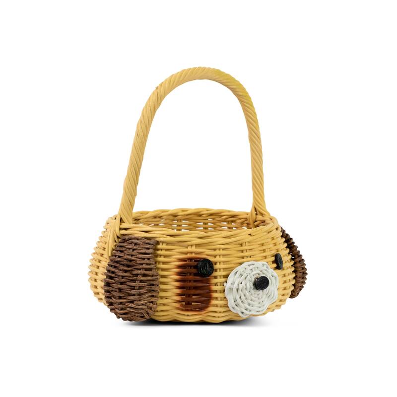 Hand Woven Dog Rattan Wedding Flower Girl Basket Easter Decorative Decor Bin Organizer Storage Cute Handmade Handcrafted Gift