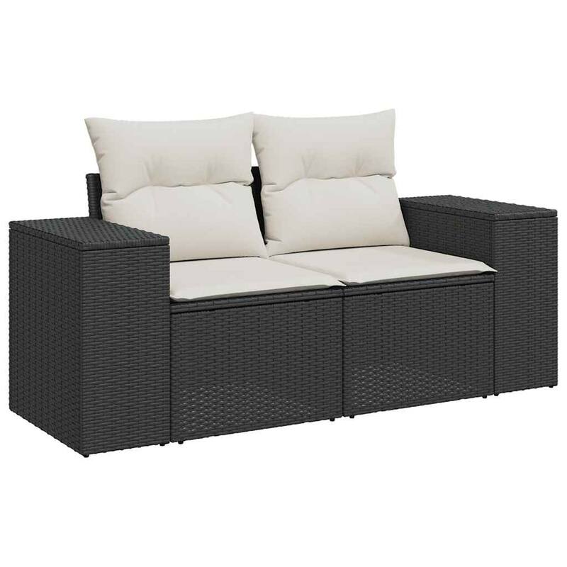 vidaXL Patio Sofa Set with Cushions Outdoor Furniture 7 Piece Poly Rattan - 32.7 x 24.4 x 27.2