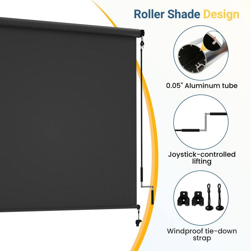 Solar Crank Outdoor Roller Shade with Teslin, No Cassette