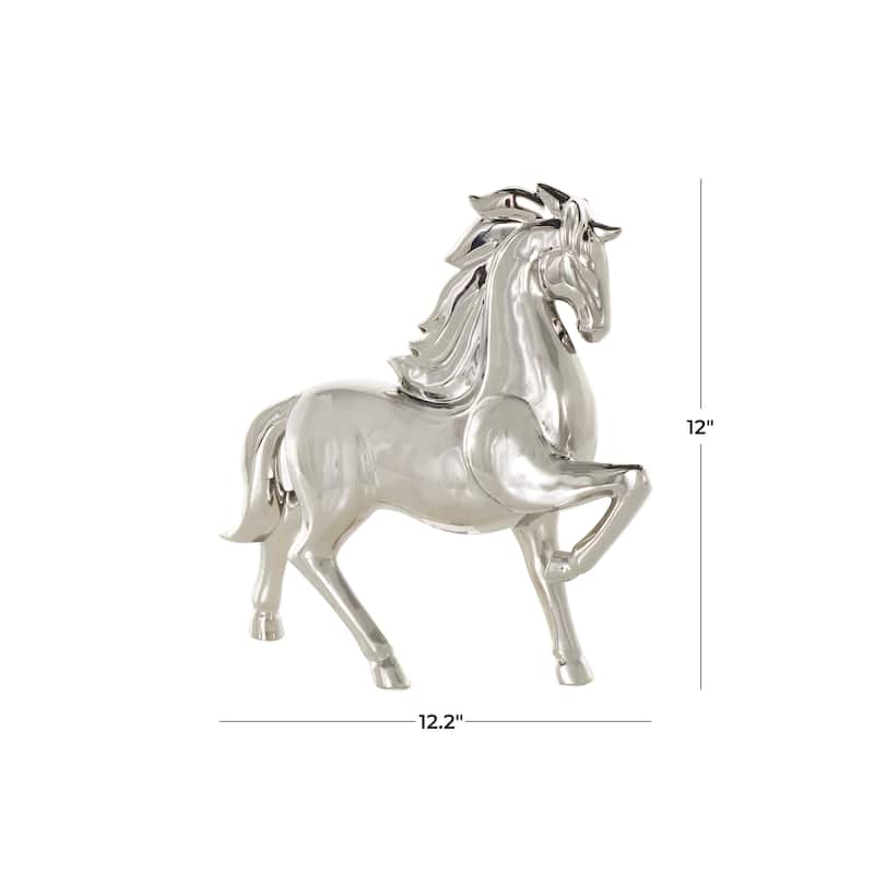 Gold or Silver Ceramic Prancing Horse Sculpture