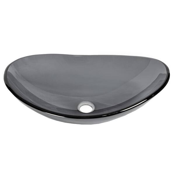 Shop Black Friday Deals On Eden Bath Dark Gray Canoe Glass Vessel Sink Overstock 31198544