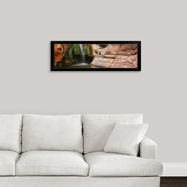 "Waterfall rushing through Redwall Cavern, Grand Canyon National Park, Arizona" Black Framed Print