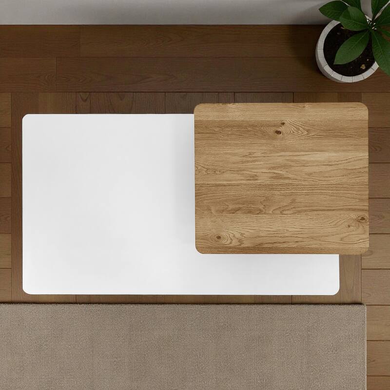 Set of 2 Farmhouse Nesting Coffee Tables, Rectangular Wood Finish Living Room Table Set, Small Sofa Side Tables