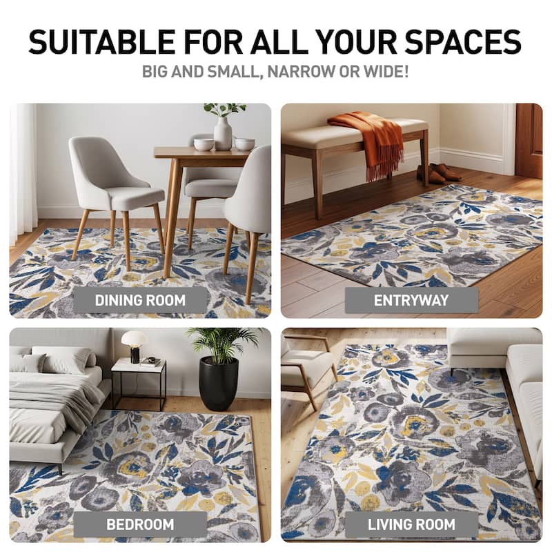 World Rug Gallery Vintage Modern Floral Area Rug