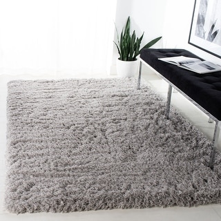 SAFAVIEH Polar Shag Bibi Glam Solid 3-inch Extra Thick Rug - Silver - 4' x 6'