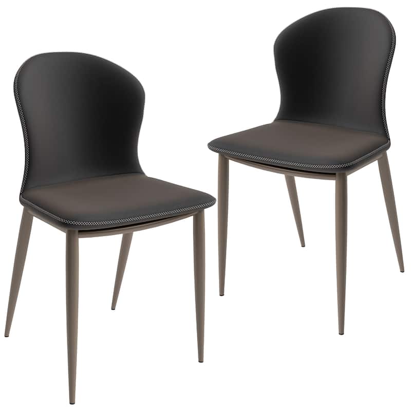 Upholstered Dining Chair in Fabric with Iron Legs Mosaic Series Set of 2 - Charcoal