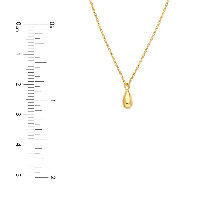 Curata 14k Yellow Gold 18' Small Puffed Teardrop Pendant Necklace